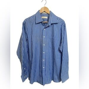 Michael Kors Men’s Blue Plaid Button Down Shirt Sz XL